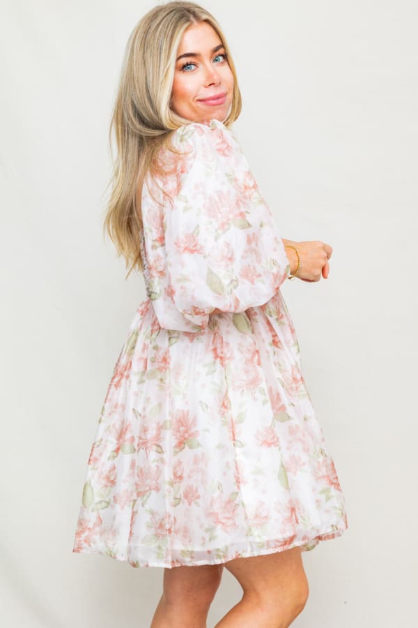 The Lynne Floral Printed Smocked Mini Dress - Image 2