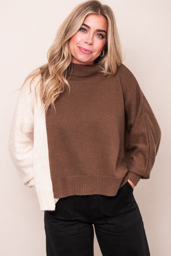 The Mocha Color Block Sweater