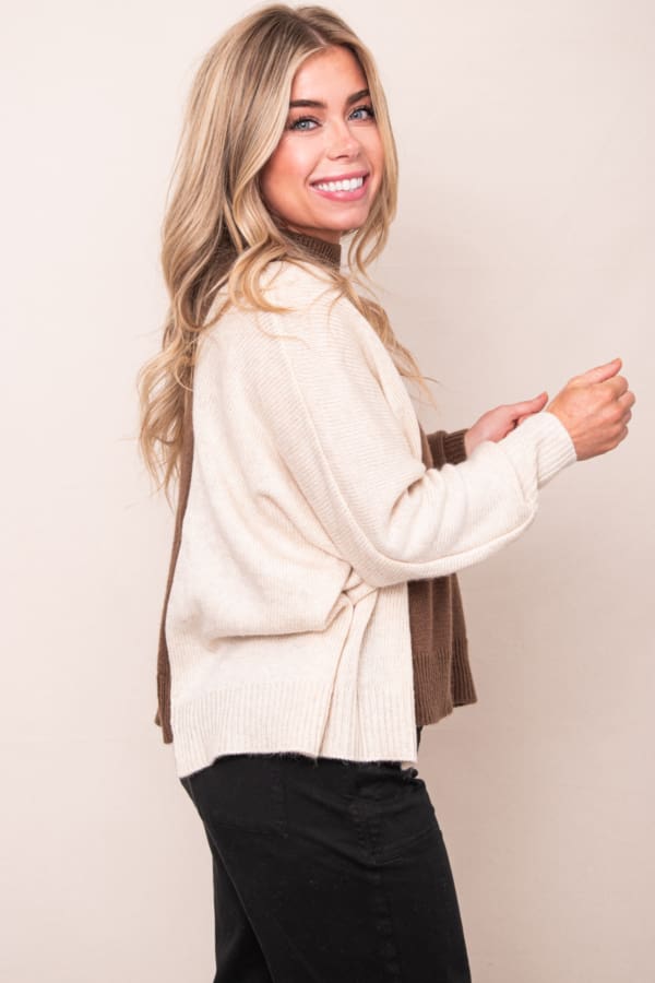 The Mocha Color Block Sweater - Image 3