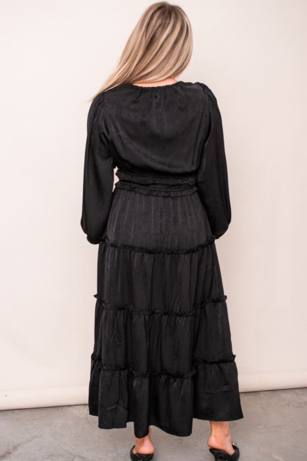 The Clara Satin Tiered Midi Dress - Image 4