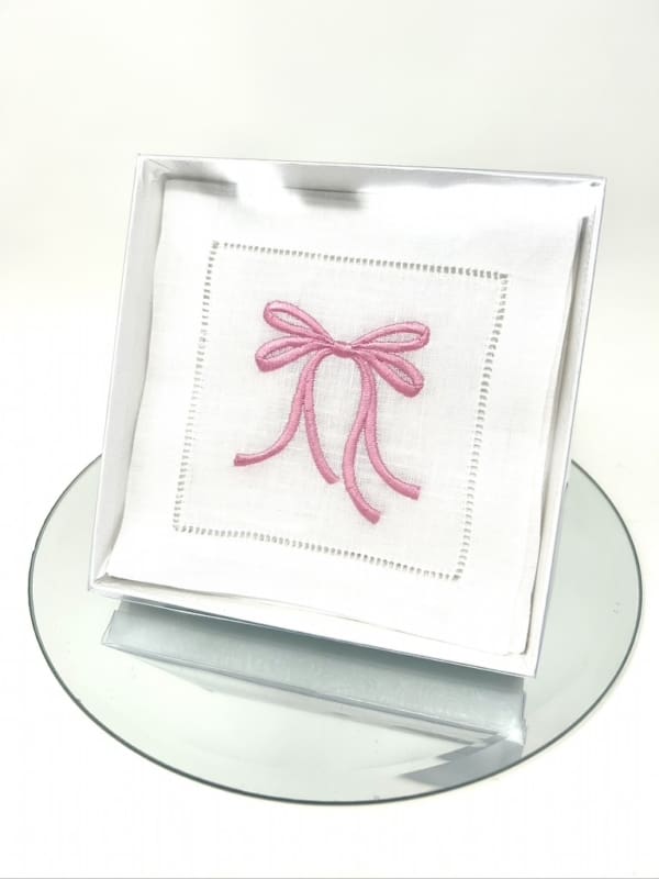 Pink Bow Cocktail Napkins